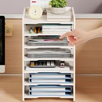 Organisateur de bureau rectangulaire moderne à 5 niveaux en PVC, grande taille, porte-stylos, support de rangement pour documents, pour fournitures de bureau, serre-livres