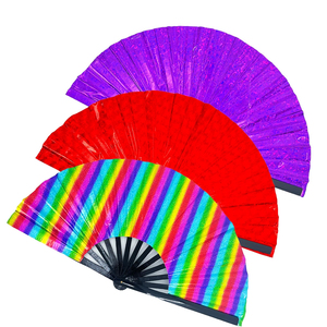 Éventail à main pliable pour festival de paillettes Clack Holographic Rave Hand Large Craft Iridescent Fan for Party Outfit Accessories - Product Image 6