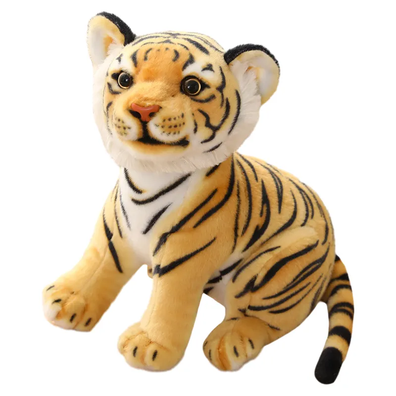Venda por atacado de brinquedos de pelúcia tigre de pelúcia tigre realista em tamanho real boneco de pelúcia de pelúcia tigre