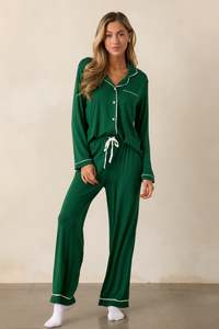 女性用竹モーダルパジャマセット長袖ナイトウェアロングパンツ付きショート丈ラウンジ<span class=keywords><strong>PJ</strong></span>ナイト用