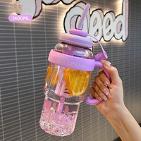 Bouteille d'eau isotherme 1400 ml avec poignée, idéale pour les enfants, les sports et l'école, avec rappel de l'heure, modèle crème glacée – Nouveauté très prisée