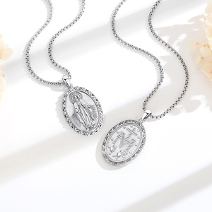 Bijoux religieux, pendentif médaille miraculeuse double face plaqué or 24 carats, Vierge <span class=keywords><strong>Marie</strong></span> 1830, collier catholique - Product Image 6