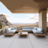 Ensemble de meubles d'extérieur en teck pour villa, patio, hôtel de luxe, jardin, tables et chaises en bois massif
