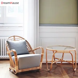 Dreamhause Rattan kanepe sandalye oturma odası balkon tek sandalye İskandinav minimalist modern otel salonu sandalye