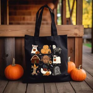 Keymay Spooky Farm Halloween Custom Printed Cotton Canvas Handbag Eco-friendly Reusable Shopping Tote 15x3x16inch Fashionable - Product Image 2
