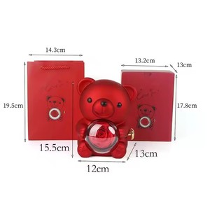 Juego de regalo de Navidad abrazo oso de peluche anillo collar caja de Rosa eterna acrílico Rosa oso giratorio cajas de joyería de rosa - Product Image 3