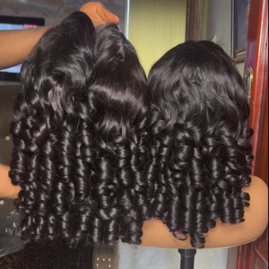 Huevo rizado crudo vietnamita HD encaje frontal desgaste y vaya hinchable rizado doble dibujado nudos individuales pelucas de cabello humano vendedor - Product Image 2