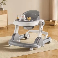 Marche-bébé portable 3-en-1 pliable et réglable, style simple avec musique pour l'apprentissage du debout