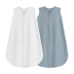Nouveau-né bébé <span class=keywords><strong>gaze</strong></span> sac <span class=keywords><strong>de</strong></span> couchage gilet pur <span class=keywords><strong>coton</strong></span> avec bouton fermeture anti-coup <span class=keywords><strong>de</strong></span> pied couette pour printemps été bambin groupe d'âge - Product Image 2