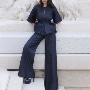 Conjunto Casual de Moda para Mujer, Pantalones Rectos con Bordado Floral, Camisa Vaquera, Traje de Mezclilla para Mujer - Product Image 1