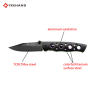 Couteau pliant tactique de survie EDC de qualité industrielle Yeehand avec lame en acier 7Cr17 et manche en aluminium OEM