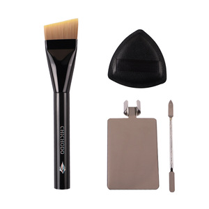 Pinceau à fond de teint angulaire 31 mm, poils synthétiques, manche en bois, pour l'application du maquillage - Product Image 3