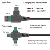 Câble OEM 5-en-1 PD 60W en cuivre pur Type-C/Micro USB personnalisé pour ordinateur IOS et appareil photo - Charge rapide et transfert de données