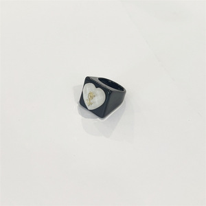Cincin Akrilik Luoyan untuk Wanita, Perhiasan Menawan untuk Pesta, Hadiah, Cincin Plastik Berwarna Resin Motif Riak Air Geometris - Product Image 3