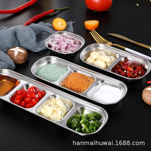 Plateau à condiments en acier inoxydable 304 de style coréen avec compartiments, bol à sauce portable pour assaisonnement de fondue chinoise - Product Image 2