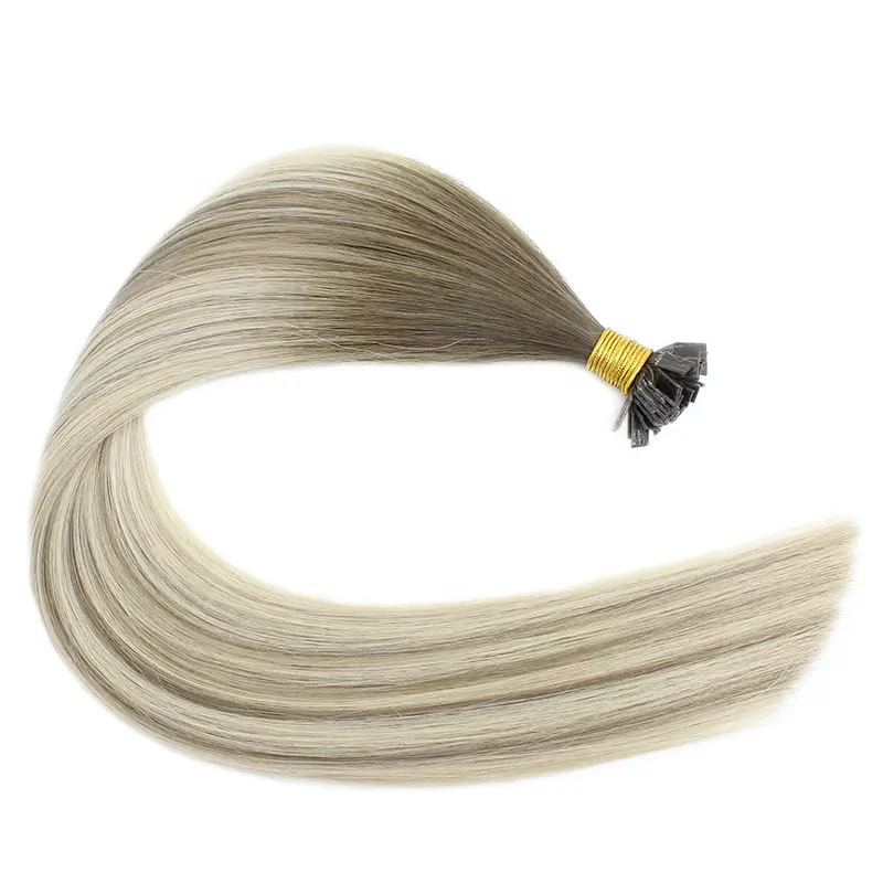Оптовая продажа, выровненная кутикула, двойная вытянута K-наконечник, предварительно соединенная плоская наконечник для наращивания волос