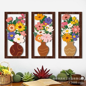Vase floral KingWIN en bois à suspendre au mur, 55 cm, encadré, décoration de maison, art pour le salon - Product Image 4