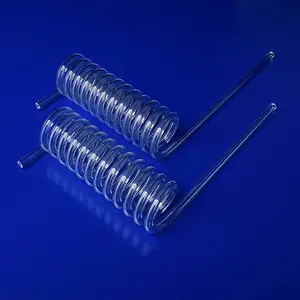 Heat Resistance clear screw thread fused silica glass Coil tube winding Transparent quartz spiral pipe