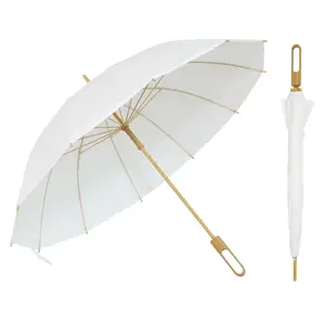 Guangdong supplier 24inches 12 ribs RPET eco friendly japanese bamboo white straight umbrella