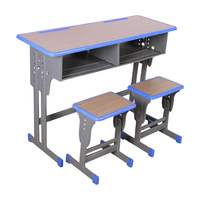 Ensemble de bureau et chaise double moderne et durable en métal et bois pour salle de classe (vente en gros)