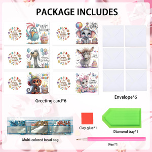 Dier Olifant Kip Aap Schaap Hond 5D 6 stuks DIY knutselwerk wenskaarten diamant schilderijen creatief cadeau - Product Image 3