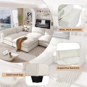 Personnalisation style <span class=keywords><strong>U</strong></span> rembourré énorme grand convertible de grande taille dormir moelleux canapé-lit modulaire sectionnel nuage canapé ensemble de canapé - Product Image 4