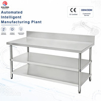 Table de préparation professionnelle en acier inoxydable, directement de l'usine, avec dosseret et étagère inférieure pour cuisine de restaurant