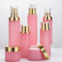 Ensemble d'emballages pour produits de soin rose 100-250ml – Bouteille à pompe pour émulsion, pot à crème, flacons en plastique vides personnalisables pour soins et reconditionnement