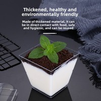 Tasse à mousse en plastique jetable transparente de 115ml tasse à dessert en gelée carrée épaissie pour thé au jus de chocolat-Pack personnalisé