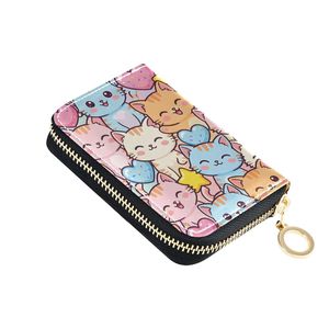 Cartera de Cuero Personalizada de Diseño de Lujo, Pequeña, Delicada y Linda, con Estampado de Gato, para Monedas y Tarjetas de Crédito, Unisex - Product Image 1
