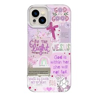 Funda de teléfono móvil para PC con estampado de seda plateada en inglés y morado cruzado para Iphone 8 X Xr Xs Max 11 12 13 14 15 16 17 Air