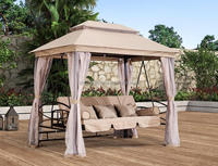 Chaise suspendue de jardin en métal pour 4 personnes avec auvent et filet, vente chaude