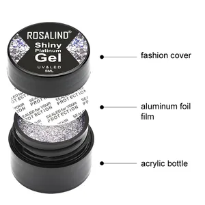 ROSALIND Logo Oem Seni Kuku, Gel Poles Warna Glitter Platinum Berkilau 5Ml Semi Permanen Uv Lampu Led dengan 24 Warna