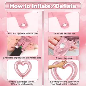 YACHEN 로즈 골드 레드 핑크 40인치 대형 하트 모양 호일 풍선 발렌타인 데이 생일 웨딩 파티 장식용 - Product Image 6