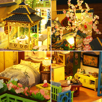 Kit de Manualidades DIY para Rincón de Lectura, Juguetes de Madera, Rompecabezas 3D, Kit de Casa en Miniatura, Estilo Oriental, Mini Casa, Juguete de Manualidades para Ensamblar a Mano