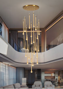Nouveau design longue goutte <span class=keywords><strong>d</strong></span>'<span class=keywords><strong>eau</strong></span> K9 lustre en cristal pour escalier de villa LED lustre de luxe moderne - Product Image 5