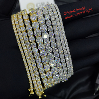 Bracelet Tennis Moissanite GRA Prêt à Expédier, Bracelet Moissanite Ice Out en Argent 925, Chaîne Tennis Moissanite Hiphop pour Hommes et Femmes