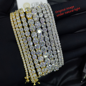 Vòng tay tennis đá moissanite trắng giá rẻ nhất, kiểu đá đầy đủ, bạc 925, phong cách hiphop, dành cho nam và nữ - Product Image 4