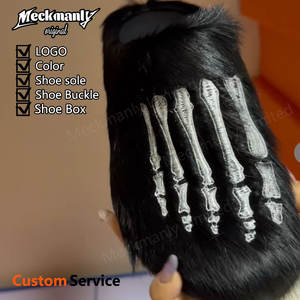 Pantoufles en peluche personnalisées, douces et fourrées, avec broderie, sandales chaudes à talons pour homme - Product Image 4