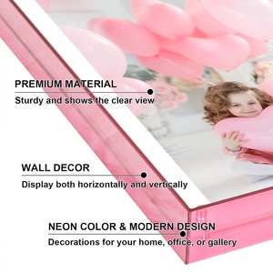 Cadre <span class=keywords><strong>photo</strong></span> décoratif écologique, imperméable, en plastique, imprimé UV, flottant, néon translucide, coloré, pour bureau/table ou mur - Product Image 4