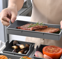 4PCS Séparateurs de plaques de cuisson en silicone de qualité alimentaire avec poignées robustes et résistantes à la chaleur Plateau en silicone réutilisable pour les repas