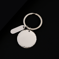 Ywyougang Ensemble de porte-clés ronds en acier inoxydable, 4 couleurs, porte-clés tendance avec longue étiquette et bord dentelé concave, idéal pour un cadeau