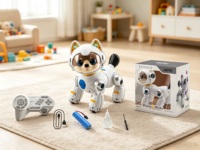Mainan Anjing Robot RC Interaktif dengan Kontrol Suara Cerdas, Trik yang Dapat Diprogram, Mata LED, Musik, Tarian untuk Hadiah Anak-anak