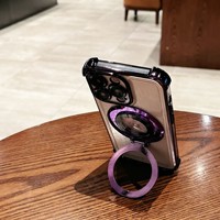 Étui de téléphone transparent avec support magnétique électroplaqué à quatre coins pour iPhone 18 17 Air 16 15 14 Plus 13 12 11 Pro Max Xr Xs Max