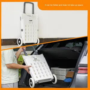 नए 75l सुपरमार्केट स्टोर स्टोर शॉपिंग ट्रॉली उपयोगिता हाथ कार्ट पोर्टेबल फोल्डेबल किराने की खरीदारी कार्ट शॉपिंग ट्रॉली - Product Image 2