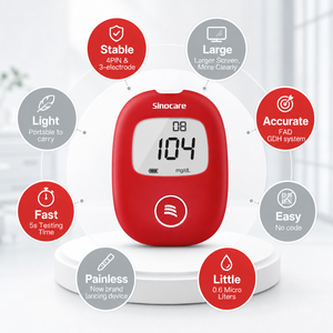 เครื่องวัดระดับน้ำตาลในเลือด <span class=keywords><strong>Sinocare</strong></span> Safe AQ Smart แบบไม่ต้องใช้รหัส  พร้อมระบบแจ้งผลด้วยเสียง  ใช้ตัวอย่างเลือดเพียง 0.6uL  ชุดตรวจเบาหวานที่บ้านพร้อมแผ่นทดสอบ FAD-GDH - Product Image 4