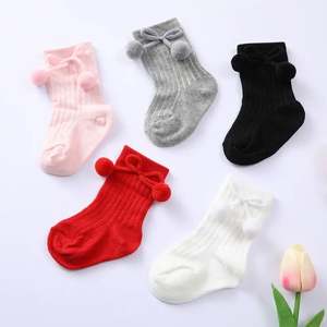 I-0095 Fall Hot Sale Fashion Cute Littler Fluffy Ball Bow Princess <b>Stocking</b> Soft Cotton Fancy Solid Color Bow Baby <b>Girls</b> Socks - Product Image 4