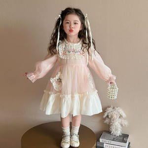 Lente En Herfst 2025 Nieuwe Stijl Stijlvolle Kinderen Lente Lange Mouwen Prinsessenjurk Meisje Chiffon Jurk - Product Image 1