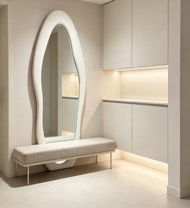 Modern Full-Length Arched Wall-Mounted Floor-Standing <b>Mirror</b> Black/Gold Metal Frame Full-Body <b>Mirror</b> for Bedroom Living Room - Product Image 4