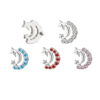 Mode oreille goujon G23 16G CZ pavé étoile Trail fileté à l'intérieur haut lèvre nez anneaux Cartilage hélice boucles d'oreilles bijoux